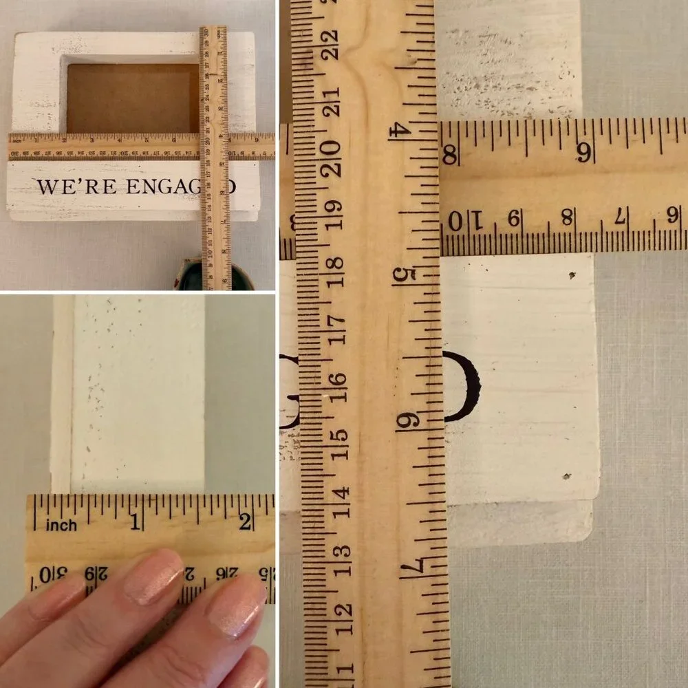 Were Engaged Distressed White Wood Picture Frame Romantic Mudpie Decor Cottage